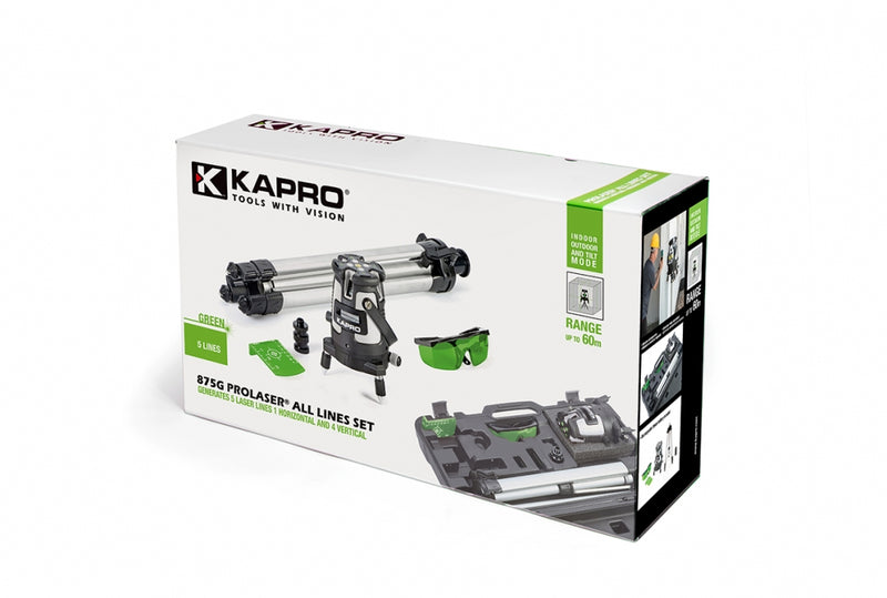 סט פלס לייזר פרולייזר 5 קווים ירוק Kapro 875G