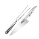 סט סכין כריש ומזלג גילוף - כסף