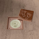 תעלת ניקוז ריצפתי 10/10 אופנתי + מנגנון למניעת ריחות וכניסת חרקים | כפות רגליים | רוז גולד מק"ט 754