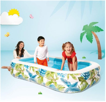 בריכה מלבנית מתנפחת בגודל INTEX 57177 229X147 הדפס טרופי