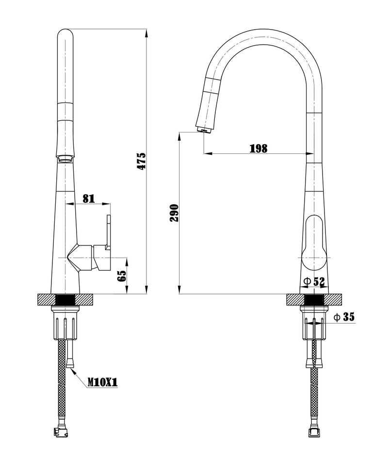 ברז נשלף מוזהב גבוה CAESAR 3128A