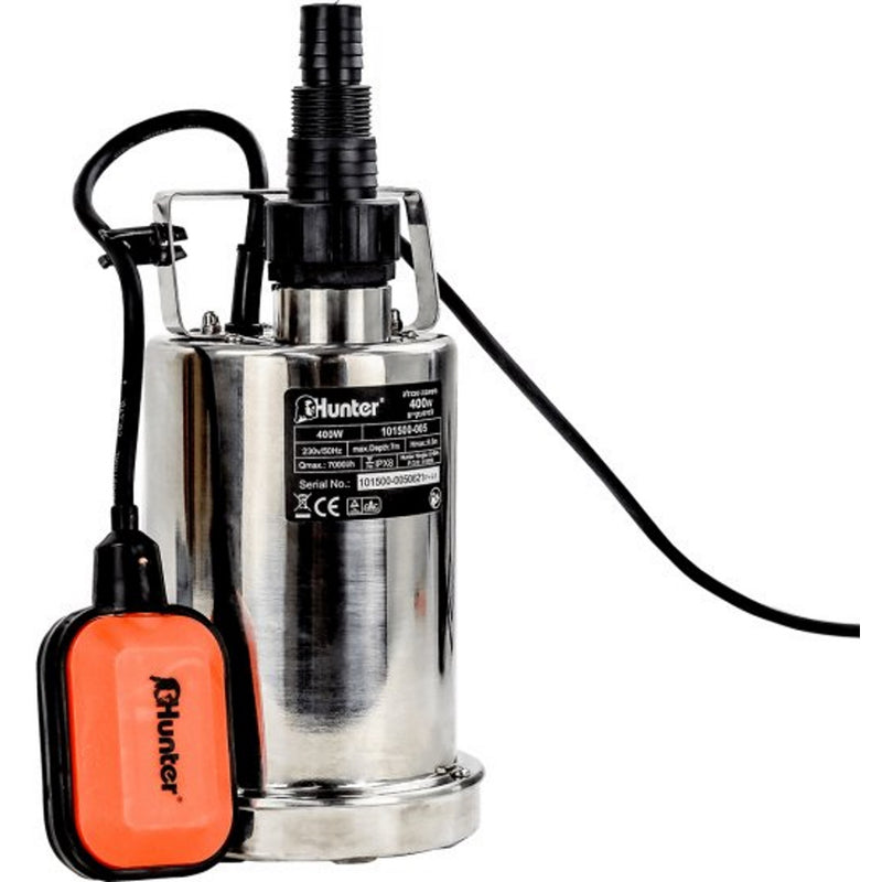 משאבה טבולה מנירוסטה 400W גובה "0" למים נקיים HUNTER