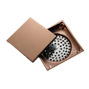 תעלת ניקוז ריצפתי למקלחת | 10/10 | מתכת בראס | אפשרות לריצוף אריח | רוז גולד | סקוואר | מק"ט 895