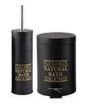 סט פח אשפה עגול עם דוושה 3 ל' + מברשת לניקוי אסלה שחור משי