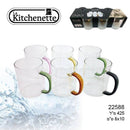 לקיטשן 6 כוסות ידיות צבעוניות 425מ"ל 10/8 לוריין