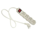 רב שקע 4 יציאות + כבל + מפסק